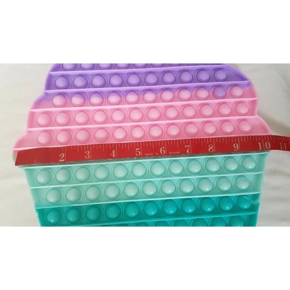 Fidget Toy Jumbo Cupcake Push Pop Bubble Pastel Rainbow Silicone